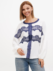 Блуза Sassofono модель A272-SF-2021_молочный_синий Фото