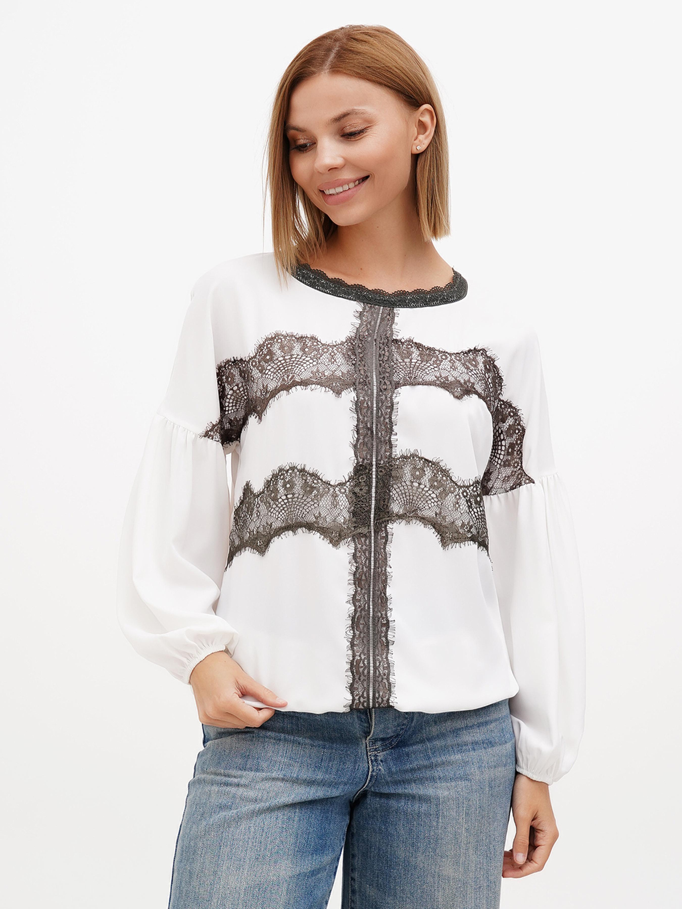 Блуза Sassofono модель A272-SF-2021_молочный_хаки Фото