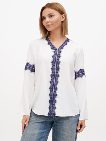 Блуза Sassofono модель A272-SF-2027_молочный_синий Фото