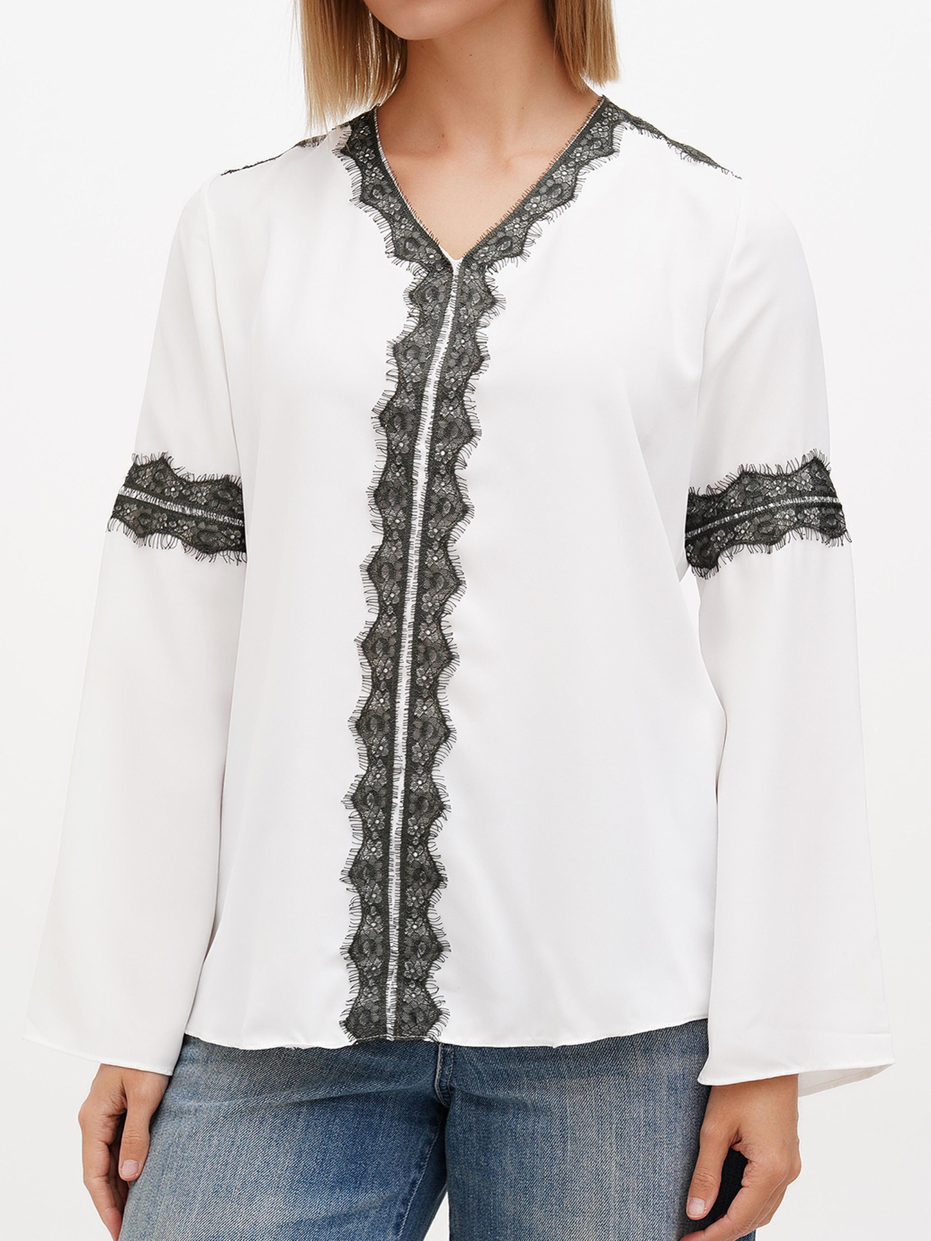 Блуза Sassofono модель A272-SF-2027_молочный_хаки Фото