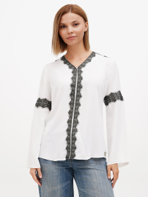 Блуза Sassofono модель A272-SF-2027_молочный_хаки Фото