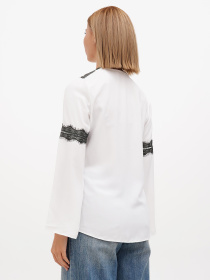 Блуза Sassofono модель A272-SF-2027_молочный_хаки Блуза Sassofono модель A272-SF-2027_молочный_хаки Фото