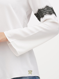 Блуза Sassofono модель A272-SF-2027_молочный_хаки Блуза Sassofono модель A272-SF-2027_молочный_хаки Фото