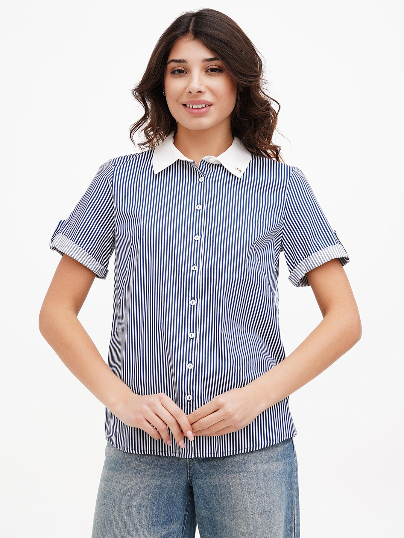 Сорочка повсякденна Sassofono модель A272-SC-1845_тёмно-синий Фото