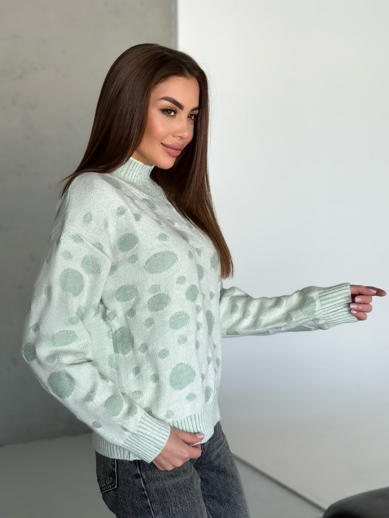 Свитер ISSA Plus модель WN20-566_мятный Фото