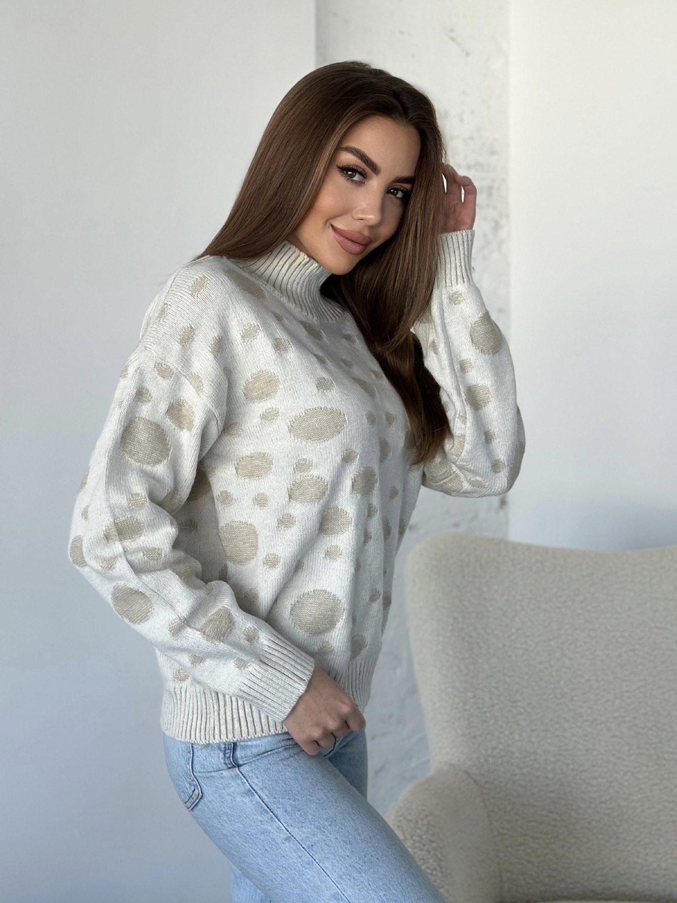 Свитер ISSA Plus модель WN20-566_бежевый Фото