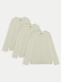 Набор лонгсливов Ейсік Оверсайз модель LonhslivBezhevyi3Sht Фото