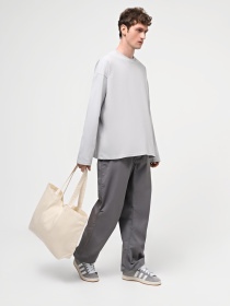 Набор лонгсливов Ейсік Оверсайз модель LonhslivSvitlosiryi3Sht Фото