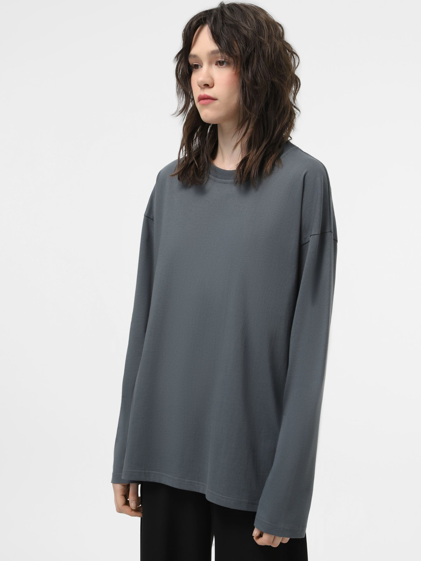 Набор лонгсливов Ейсік Оверсайз модель LonhslivTemnosiryi3Sht Фото