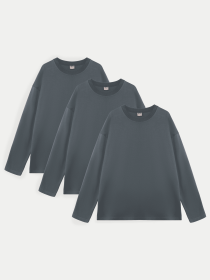 Набор лонгсливов Ейсік Оверсайз модель LonhslivTemnosiryi3Sht Фото