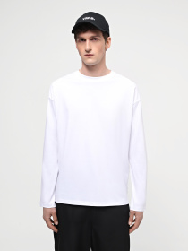 Лонгслів Ейсік Оверсайз модель LonhslivBilyi Фото