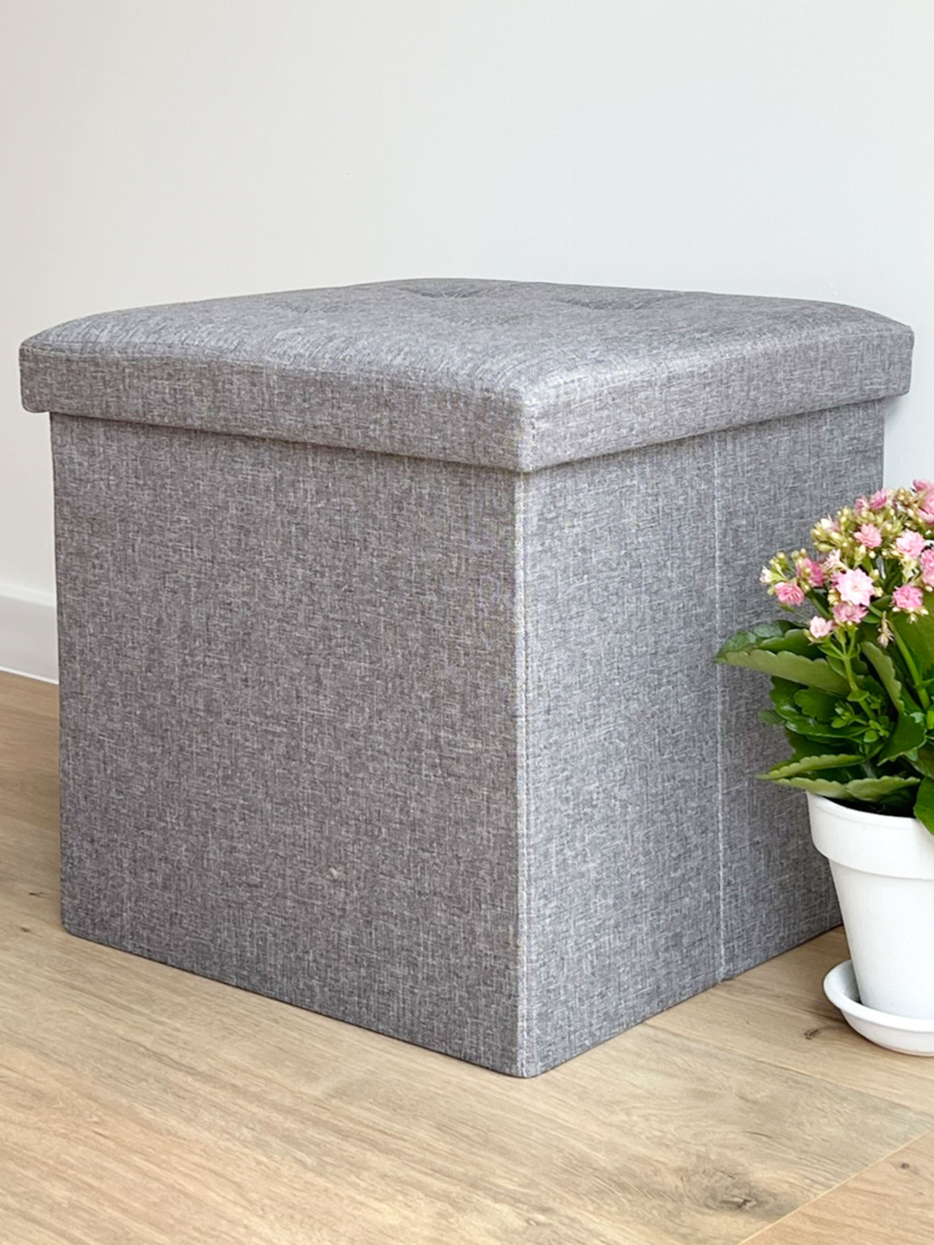 Пуф для хранения текстильный серый MBM MY HOME модель TH-03 GRAY Фото