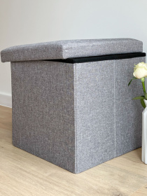 Пуф для хранения текстильный серый MBM MY HOME модель TH-03 GRAY Фото