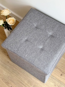 Пуф для хранения текстильный серый MBM MY HOME модель TH-03 GRAY Фото