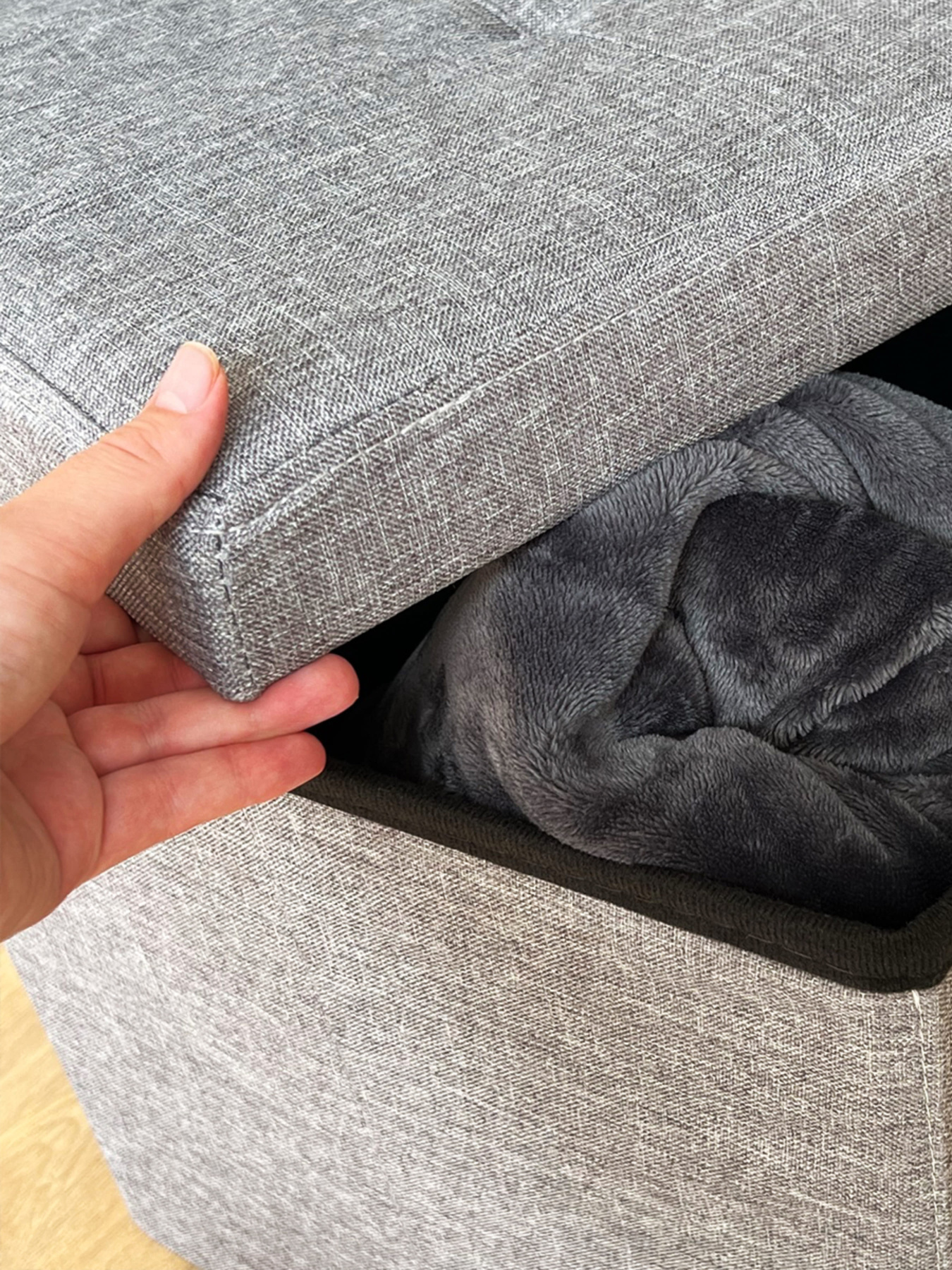 Пуф для хранения текстильный серый MBM HOME модель TH-03 GRAY Фото