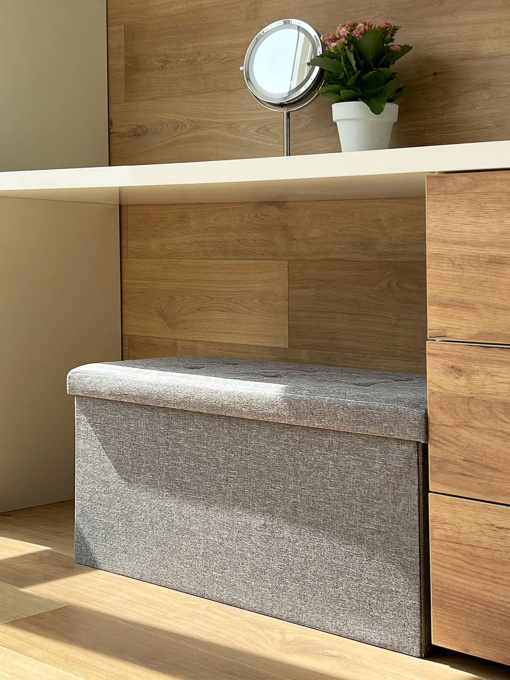 Пуф для зберігання текстильний сірий MBM HOME модель TH-04 GRAY Фото