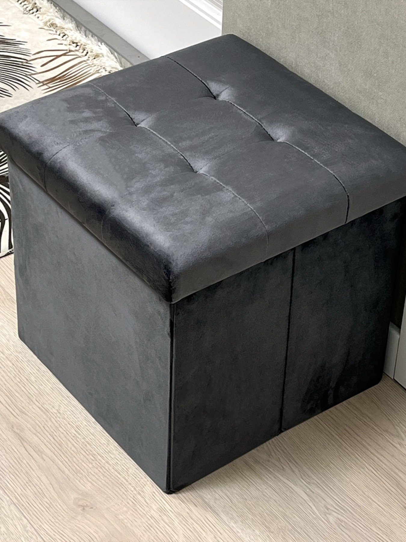 Пуф для хранения велюровый серый MBM MY HOME модель TH-05 GRAY Фото