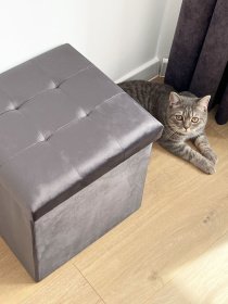 Пуф для хранения велюровый серый MBM MY HOME модель TH-05 GRAY Фото