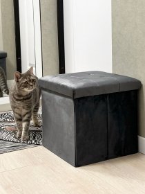 Пуф для зберігання велюровий сірий MBM HOME модель TH-05 GRAY Фото