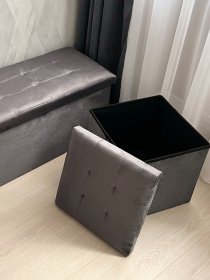 Пуф для зберігання велюровий сірий MBM HOME модель TH-05 GRAY Фото