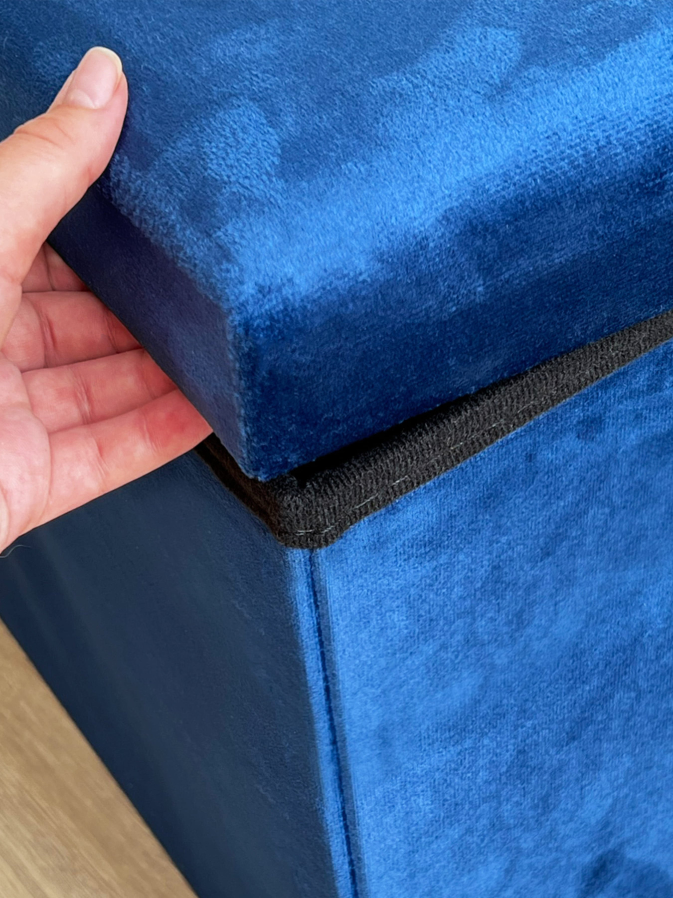 Пуф для хранения велюровый синий MBM MY HOME модель TH-05 BLUE Фото