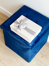 Пуф для хранения велюровый синий MBM MY HOME модель TH-05 BLUE Фото