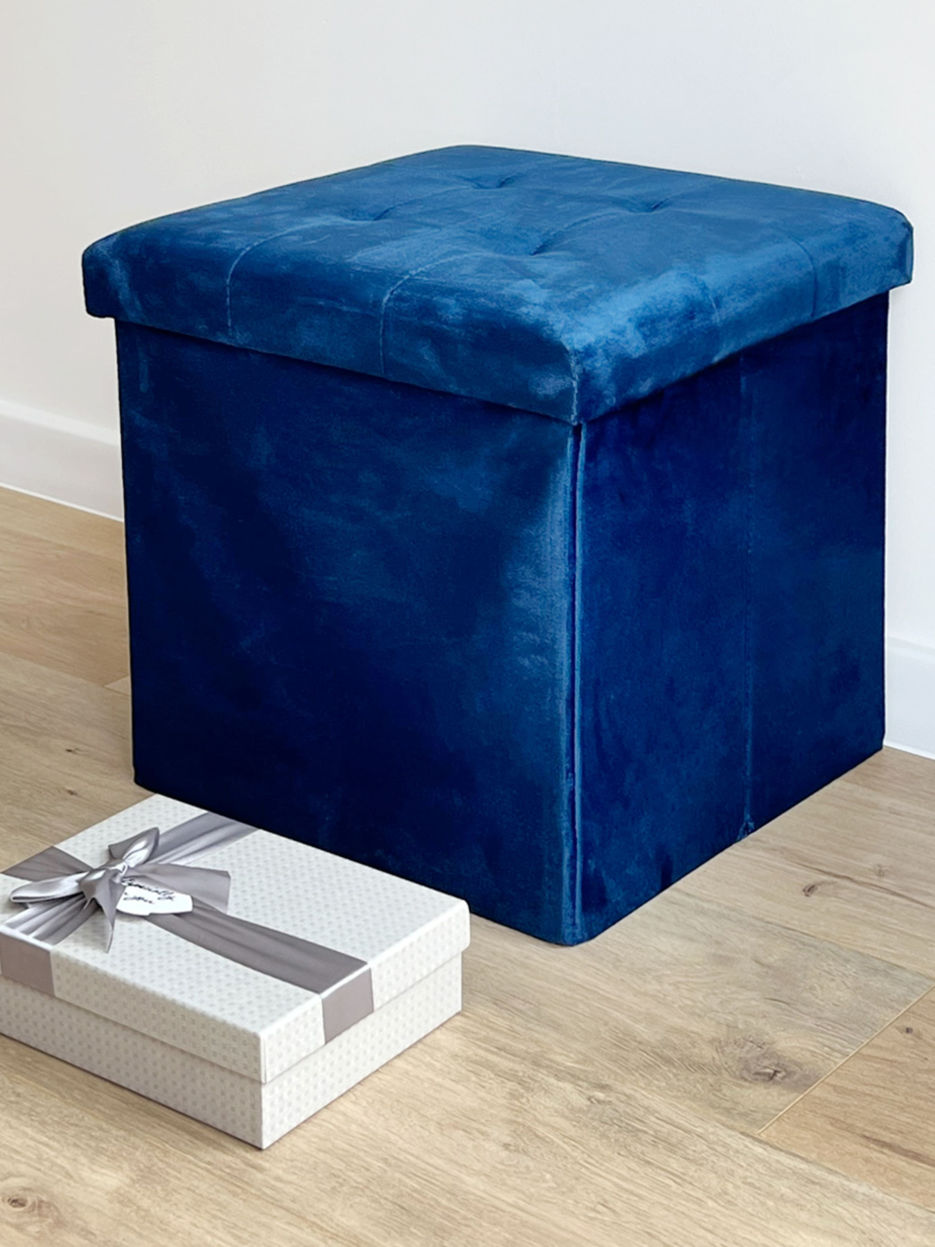 Пуф для зберігання велюровий синій MBM HOME модель TH-05 BLUE Фото