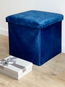 Пуф для зберігання велюровий синій MBM HOME модель TH-05 BLUE Фото