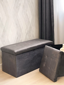 Пуф для хранения велюровый серый MBM MY HOME модель TH-06 GRAY Фото