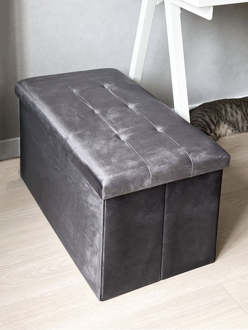 Пуф для зберігання велюровий сірий MBM HOME модель TH-06 GRAY Фото