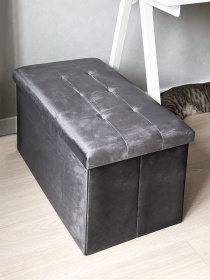 Пуф для хранения велюровый серый MBM HOME модель TH-06 GRAY Фото