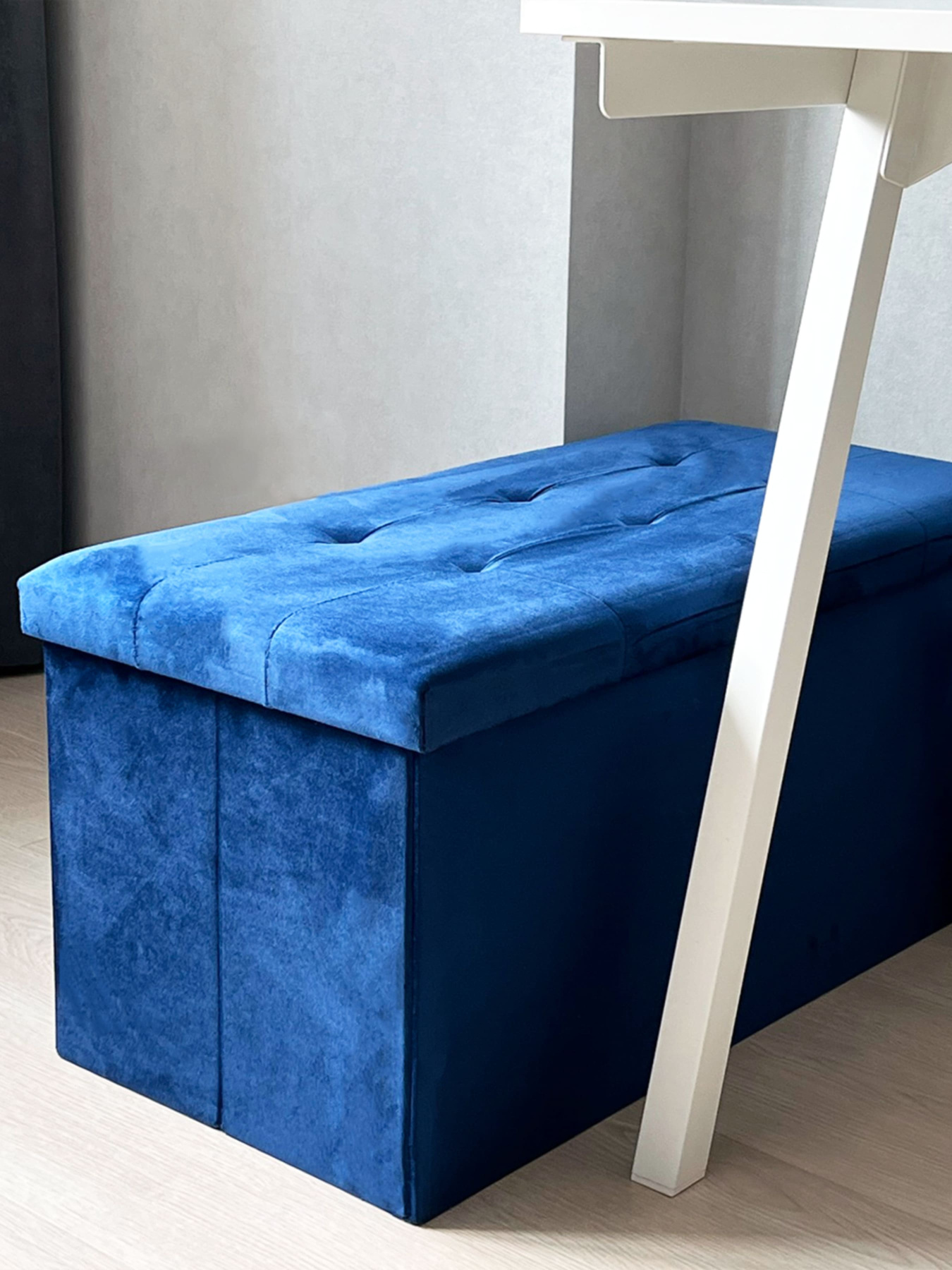 Пуф для хранения велюровый синий MBM MY HOME модель TH-06 BLUE Фото