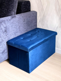 Пуф для хранения велюровый синий MBM MY HOME модель TH-06 BLUE Фото