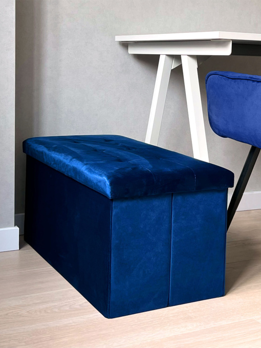 Пуф для зберігання велюровий синій MBM HOME модель TH-06 BLUE Фото