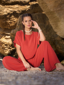 Повседневный костюм ISSA Plus модель 12766_терракотовый Повседневный костюм ISSA Plus модель 12766_терракотовый Фото