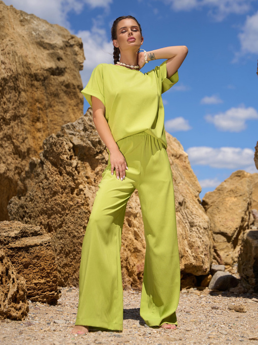 Повсякденний костюм ISSA Plus модель 12766A_салатовый Фото