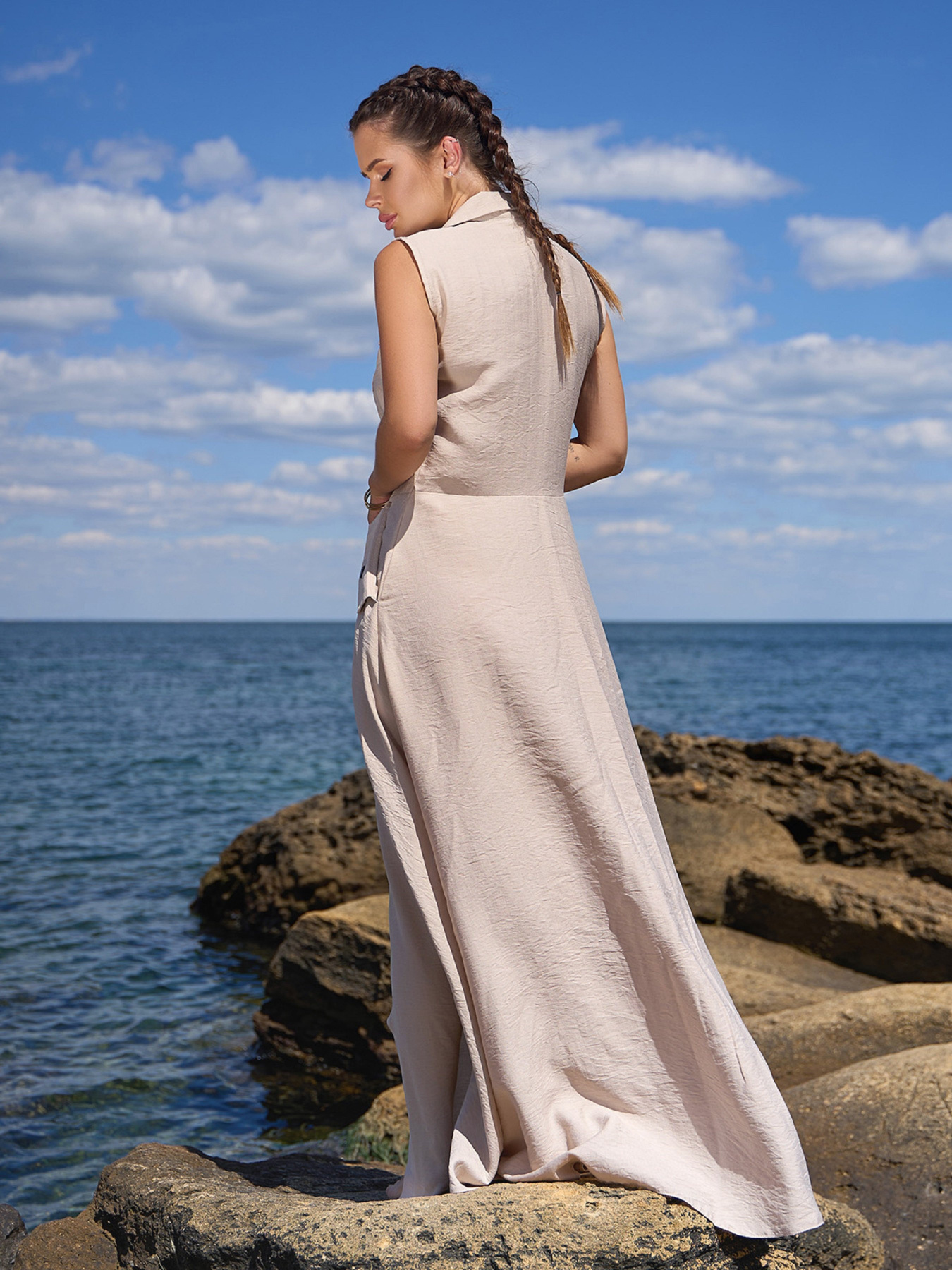 Платье макси ISSA Plus модель 14757_бежевый Фото