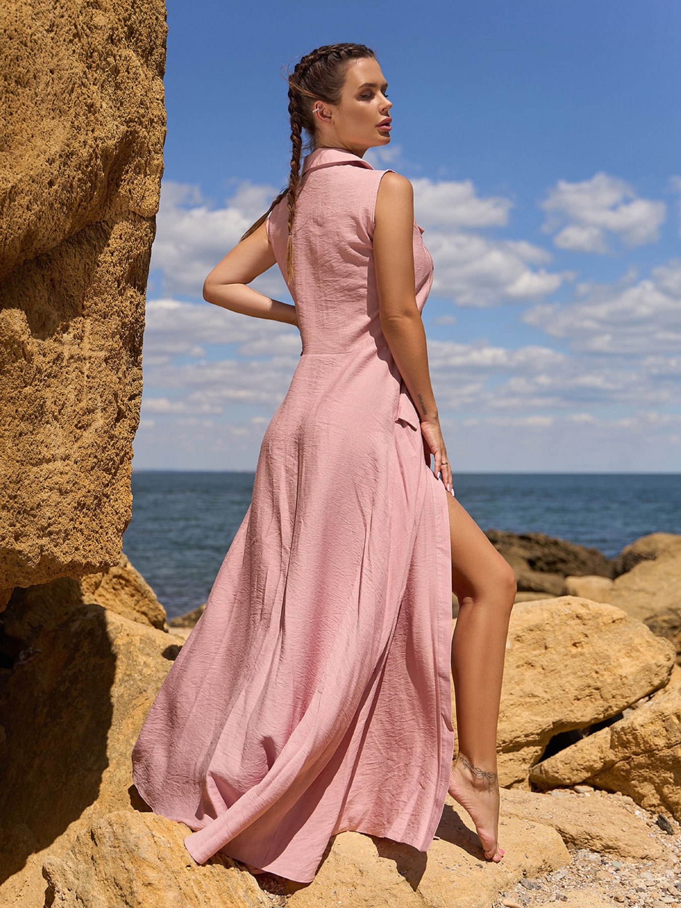 Платье макси ISSA Plus модель 14757_розовый Фото