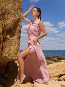 Платье макси ISSA Plus модель 14757_розовый Фото