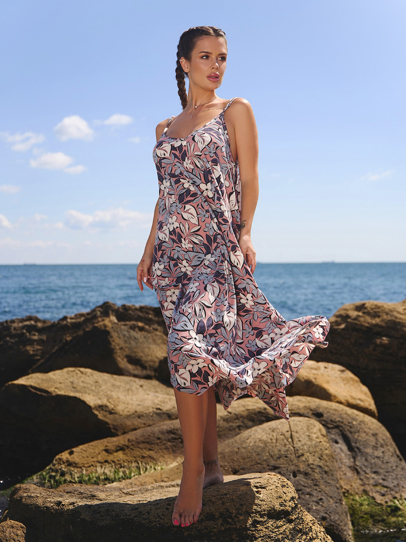 Сукня міді ISSA Plus модель 14793_мультиколор Фото