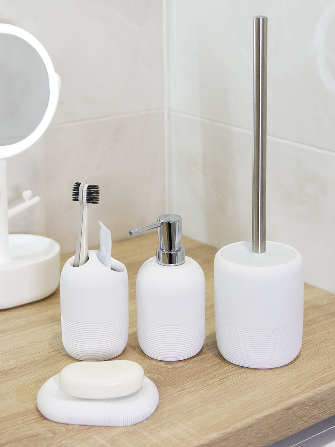 Набор аксессуаров для ванной комнаты белый Boston MBM MY HOME модель MVM-MH-12 WHITE Фото