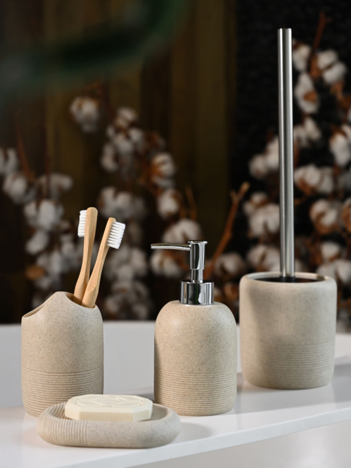 Набор аксессуаров для ванной комнаты бежевый Boston MBM MY HOME модель MVM-MH-12 BEIGE Фото