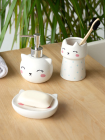 Набор аксессуаров для ванной комнаты белый Cute Cat MBM MY HOME модель MVM-MH-22 WHITE Фото