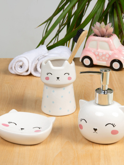 MBM MY HOME ­Набір аксесуарів для ванної кімнати білий Cute Cat модель MVM-MH-22 WHITE — фото - INTERTOP