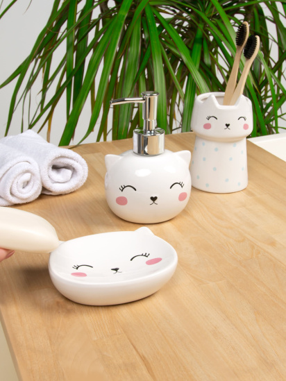 MBM MY HOME ­Набір аксесуарів для ванної кімнати білий Cute Cat модель MVM-MH-22 WHITE — фото 3 - INTERTOP