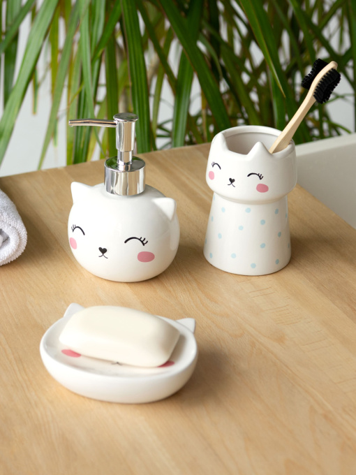 Набор аксессуаров для ванной комнаты белый Cute Cat MBM MY HOME модель MVM-MH-22 WHITE Фото