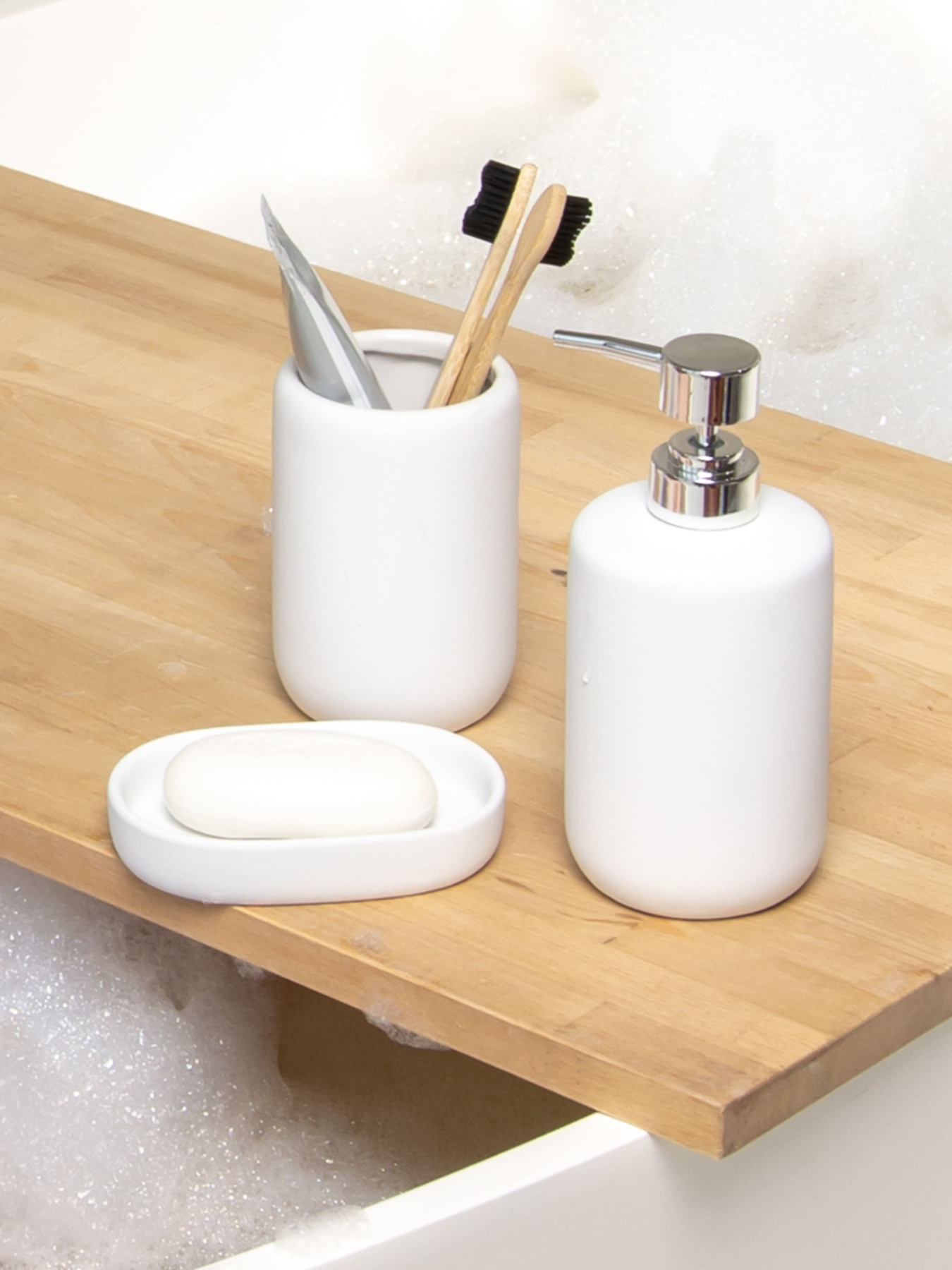 Набор аксессуаров для ванной комнаты белый Milan MBM HOME модель MVM-MH-23 WHITE Фото