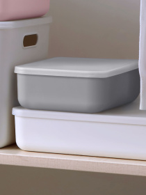 Ящик для хранения с крышкой пластиковый серый MBM MY HOME модель FH-10/FH-15 GRAY Фото