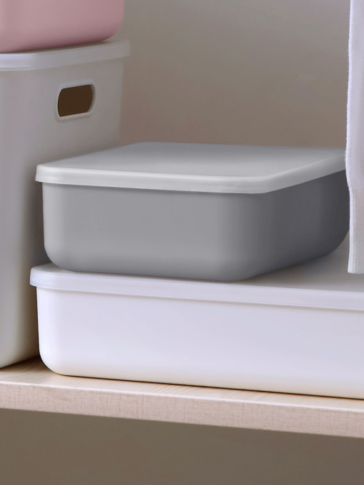 Ящик для хранения с крышкой пластиковый серый MBM MY HOME модель FH-10/FH-15 GRAY Фото