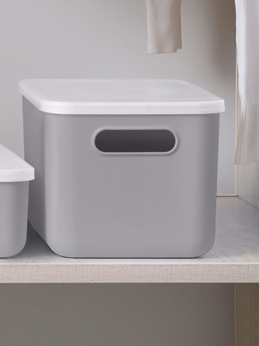 Ящик для хранения с крышкой пластиковый серый MBM MY HOME модель FH-11/FH-15 GRAY Фото